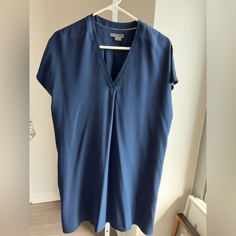 Vince navy blue silk dress